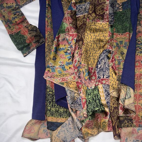 Soft Surroundings Izmir Topper Cardigan Size PS Patchwork Art Flowy Draped Boho - Picture 4 of 13